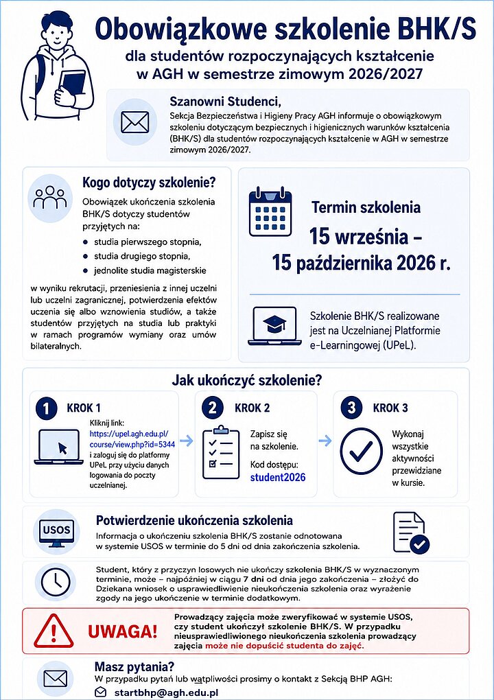 ulotka z informacją o obowiązkowym szkoleniu BHK/S